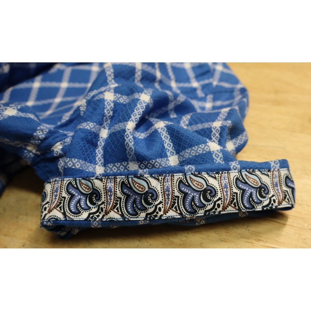 Mens Robert Graham Short Sleeve Button Front Shirt Blue White Diamond Size M - Picture 8 of 8
